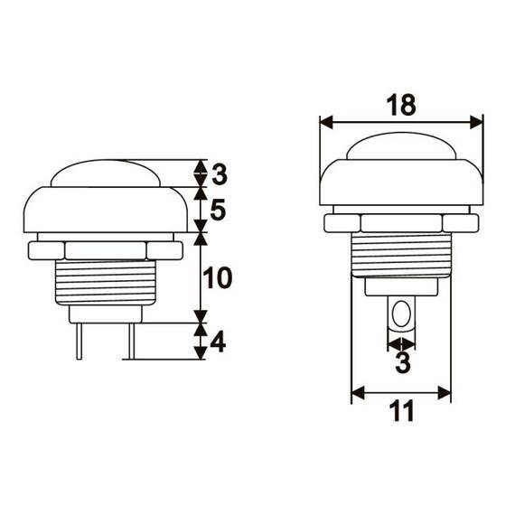 Buton 1 circuit 1A-250V OFF-(ON), verde - - Roveli