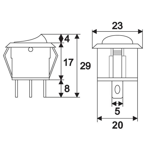 Interupator basculant1 circuit6A-250VON-OFFlumini de albastru - - Roveli