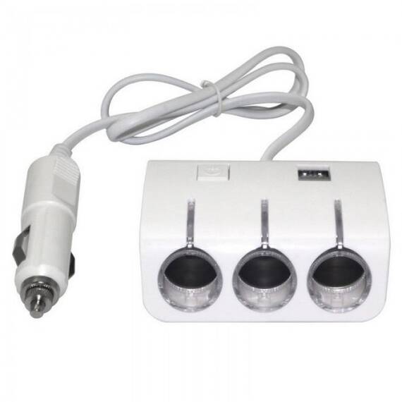 Incarcator bricheta 3 cai + 2 USB Alb - - Roveli