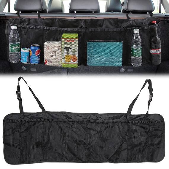 Organizator portbagaj auto cu 6 buzunare, 33 x 104 cm, culoare neagra - - Roveli