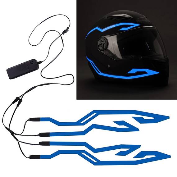 Kit EL WIRE LED pentru Casca Moto, set 4 buc - BLUE - - Roveli