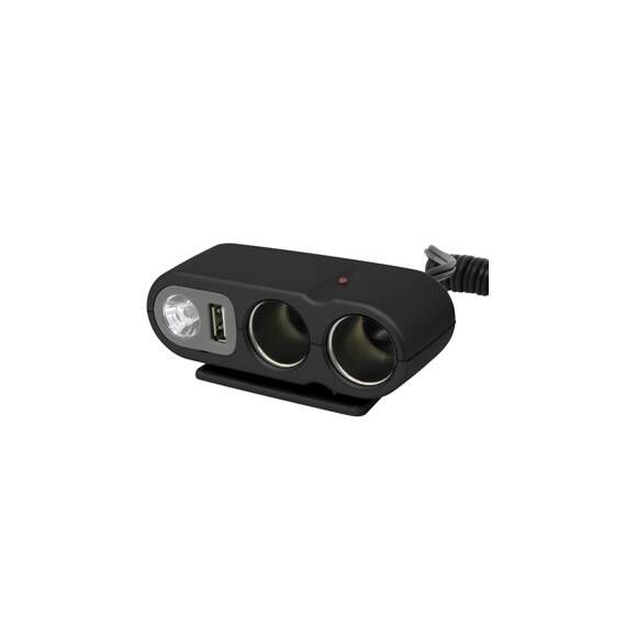 Dublu stecher  cu USB si lumina - - Roveli