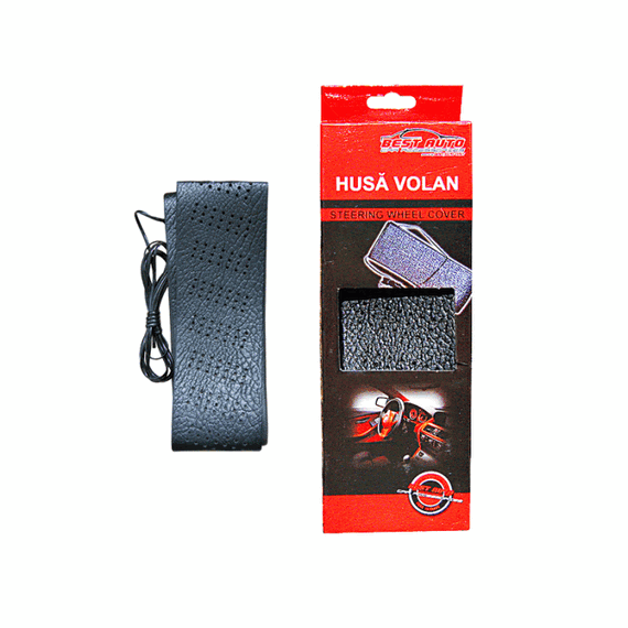 Husa volan cu snur Neagra    material cauciucat  diametru 37-39cm - BA-2312 - - Roveli