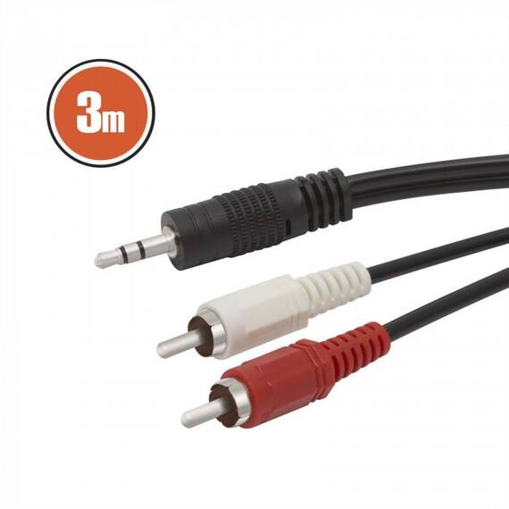 Cablu RCA / JACK fisa 2 x RCA-fisa 3,5 st JACK 3,0 m - - Roveli