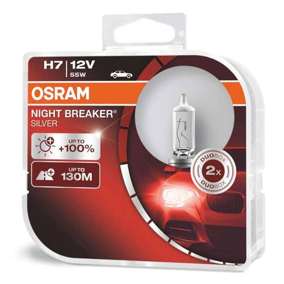 Set 2 becuri cu halogen H7 12V NIGHT BREAKER SILVER + 100% - - Roveli