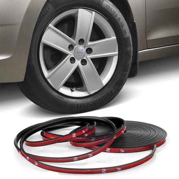 Inele de protectie si decor jante, adezive, din plastic flexibil - NEGRU - - Roveli