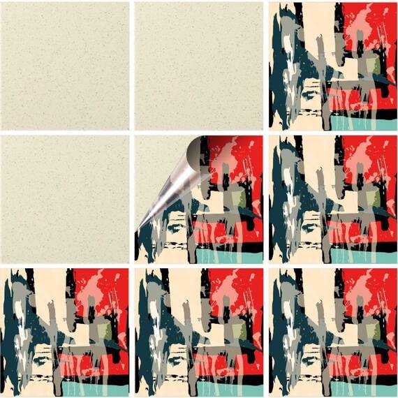 Set 100 buc. x Sticker Autocolant Faianta Decorativa "Kitchen Design" model K-FAI-671  - - Roveli