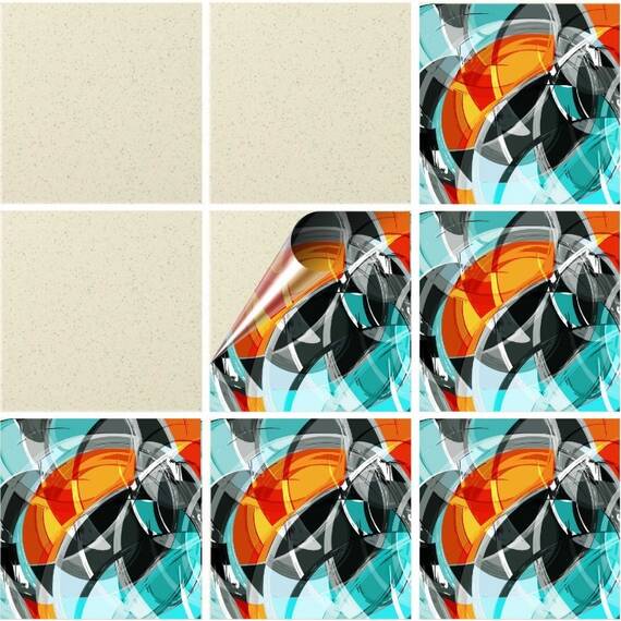 Set 100 buc. x Sticker Autocolant Faianta Decorativa "Kitchen Design" model K-FAI-688  - - Roveli