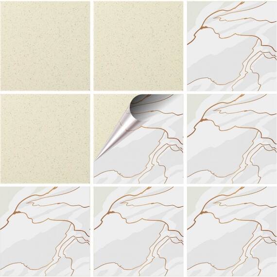 Set 100 buc. x Sticker Autocolant Faianta Decorativa "Kitchen Design" model K-FAI-457  - - Roveli