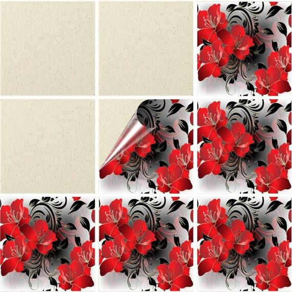 Set 100 buc. x Sticker Autocolant Faianta Decorativa "Kitchen Design" model K-FAI-467  - - Roveli