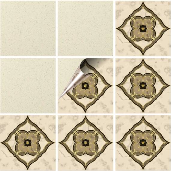 Set 100 buc. x Sticker Autocolant Faianta Decorativa "Kitchen Design" model K-FAI-535  - - Roveli