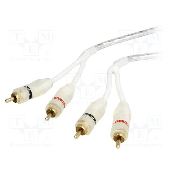 Cablu pentru amplificator RCA soclu x2,din ambele parti 1m - - Roveli