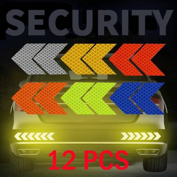 Set 12 buc sticker reflectorizant SECURITY ARROWS - - Roveli