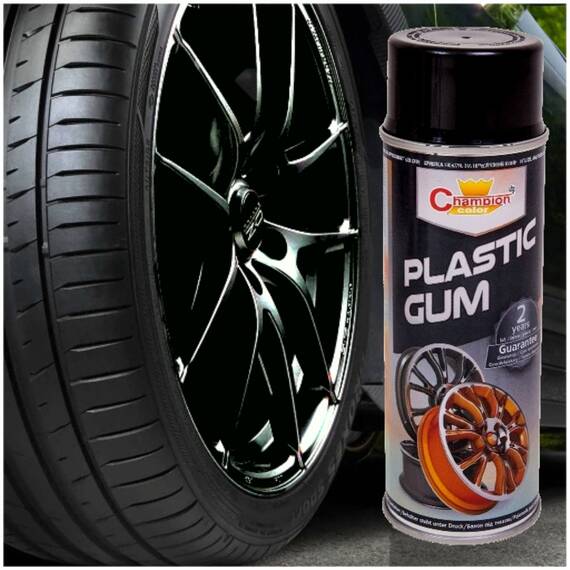 Spray Vopsea Cauciucata pentru Jante, culoare Neagra, 400ml, Champion Color - - Roveli