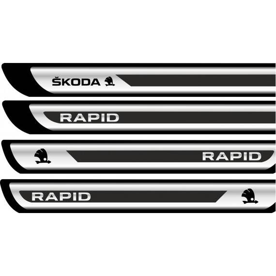 Set protectii praguri CROM - Skoda Rapid - - Roveli