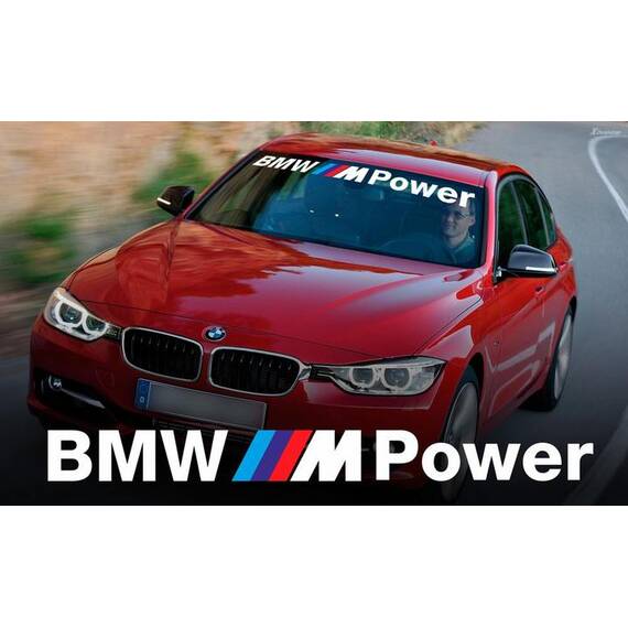 Sticker Auto Parbriz BMW M Power, culoare alba - - Roveli