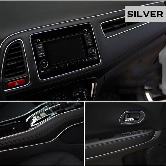 Banda decor interior crom TUNING, 5m, ARGINTIU - - Roveli
