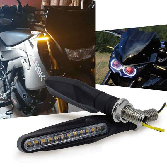 Set 2 lampi Semnalizare Moto SECVENTIALA, cu LED-uri Samsung, cu 2 functii, pozitie si semnalizare, 12V - - Roveli