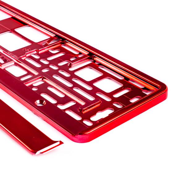 Suport numar inmatriculare din plastic, calitate Premium, culoare ROSIE - - Roveli