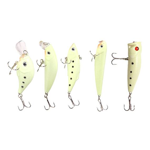Set Vobler 5 piese Fluorescent pentru pesti pradatori, AVX-AG103C - - Roveli