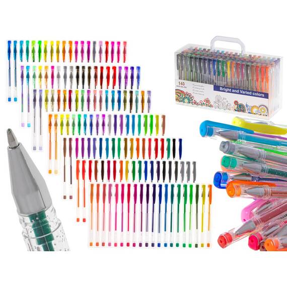 Set 140 piese, Pixuri cu gel multicolor cu sclipici (glitter) - - Roveli