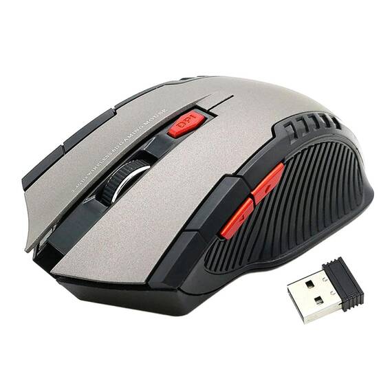 Mouse Optic Gaming Wireless, 1600 DPI, culoare Silver - - Roveli