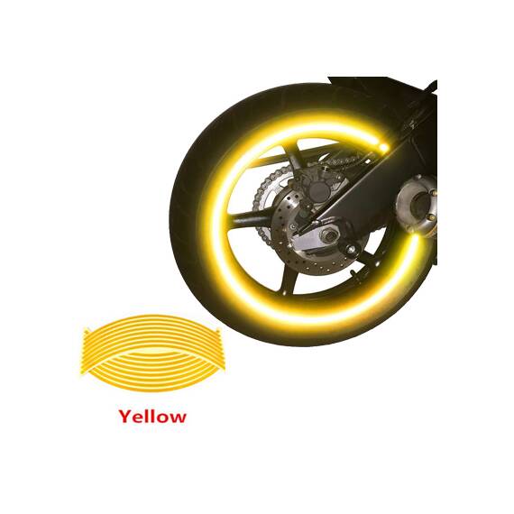 Set 16 ornamente Reflectorizante pentru jante auto, moto, culoare Galben - - Roveli