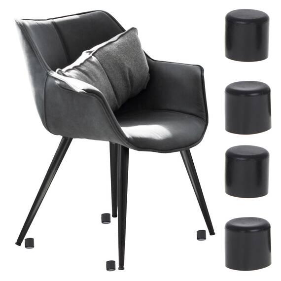 Set 4 buc. protectii anti-zgarieturi picioare scaun, diametru 22mm, culoare neagra - - Roveli