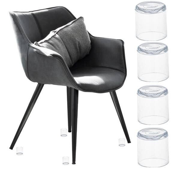 Set 4 buc. protectii anti-zgarieturi picioare scaun, diametru 19mm, culoare transparent - - Roveli