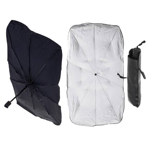 Parasolar Auto tip umbrela pentru parbriz, dimensiune 65 x 110 cm, culoare neagra - - Roveli