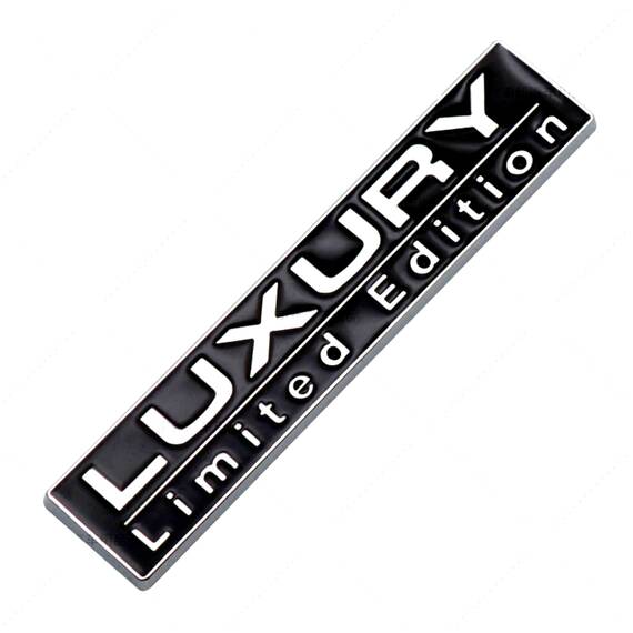 Emblema auto metalica LUXURY, reliefata 3D, dimensiune 7,5 x 1,5 cm - - Roveli