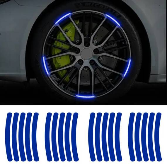 Set 20 bucati Elemente Reflectorizante "Wheel Arch" pentru autoturisme, biciclete, motociclete, atv-uri, scutere, culoare Albastra - - Roveli