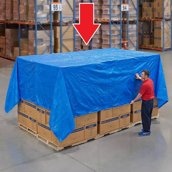 Prelata Impermeabila cu ochiuri metalice de prindere, dimensiune 4,0m x 5,0m, densitate 80g/m2, culoare albastra - - Roveli