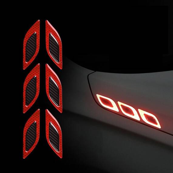 Set 2 stickere reflectorizante DIAMOND cu insertie Carbon 5D, culoare Rosie - - Roveli