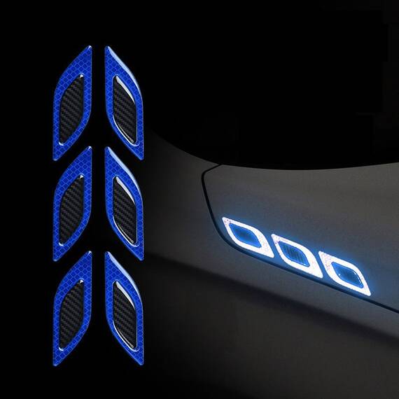 Set 2 stickere reflectorizante DIAMOND cu insertie Carbon 5D, culoare Albastra - - Roveli