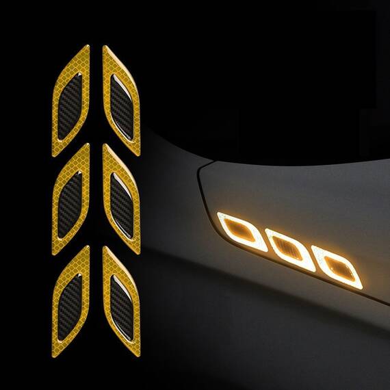 Set 2 stickere reflectorizante DIAMOND cu insertie Carbon 5D, culoare Galbena - - Roveli