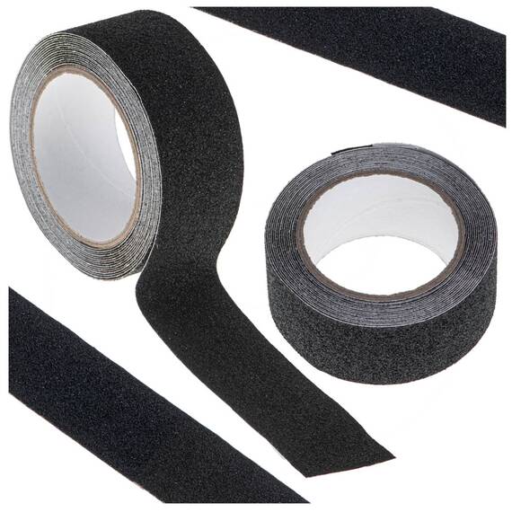 Banda de protectie Anti-Alunecare, autoadeziva, culoare Negru, dimensiune 5m x 5cm - - Roveli