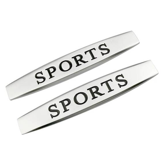 Set 2 x Embleme auto metalice, autoadezive, model "SPORTS", finisaj Crom, dimensiune, 10 x 1,5 cm - - Roveli