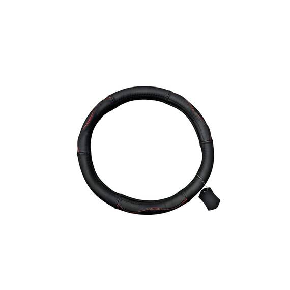 Husa volan din piele cu gaurele , Marimea M , culoare negru+ rosu Cod: K432 - - Roveli