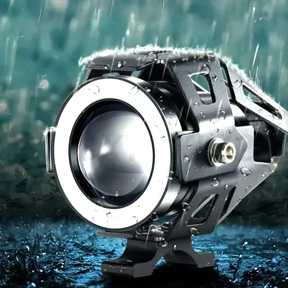 Proiector LED cu Lupa, Angel Eye ALB si Devil Eye RED, alimentare 12V, pentru Off-Road, ATV, SSV, UTV - - Roveli