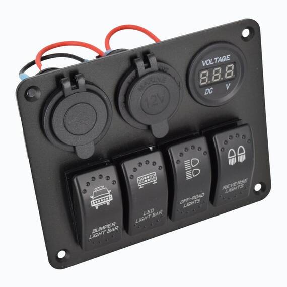 Panou intrerupatoare: Priza, Voltmetru, 4 Intrerupatoare si USB  SPA21 - - Roveli