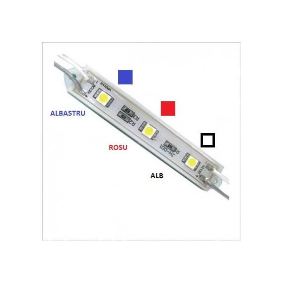 Modul 3 SMD 5050 12V CU 3 culori ALB-ROSU-ALBASTRU - - Roveli