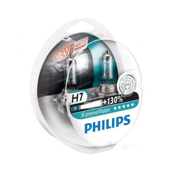 Set 2 Becuri auto far halogen Philips H7 X-treme Vision, +150%, 12V, 55W 00569428 - - Roveli