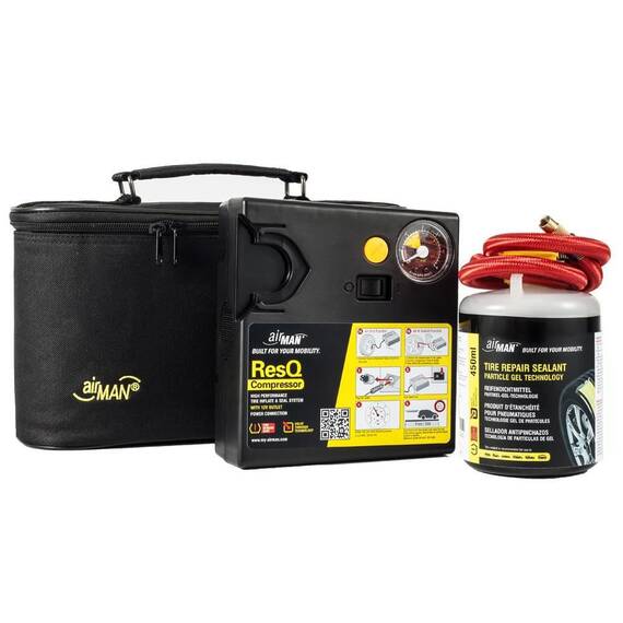 Kit reparatie anvelopa cu compresor AIRMAN ResQ Tire Repair + solutie 450ml - - Roveli