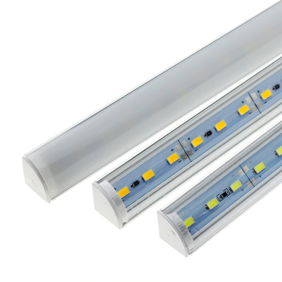 Banda led rigida 5730 korea chip cu profil pe colt, 1m. 12V. Lumina ALB 6000k 18W.  Cod: ALSZ11 - - Roveli