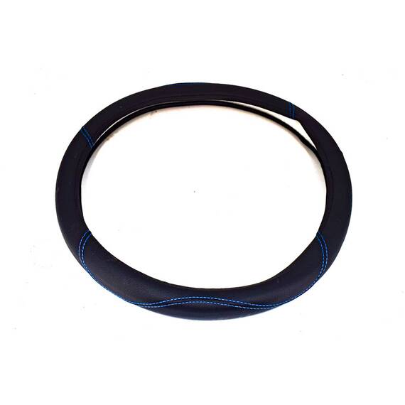 Husa volan FX61 din imitatie de piele marime: M culoare: negru cusatura albastra - - Roveli