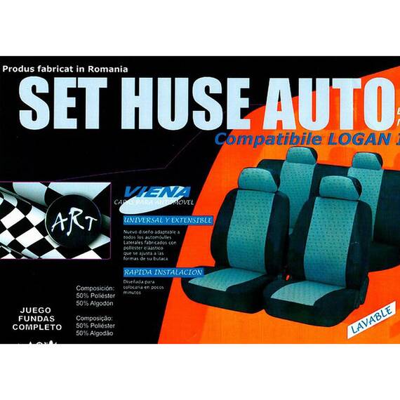 Huse auto compatibile Logan III  CONFORT 2020->  hexagon cu gaurele negru/cusatura rosie - - Roveli