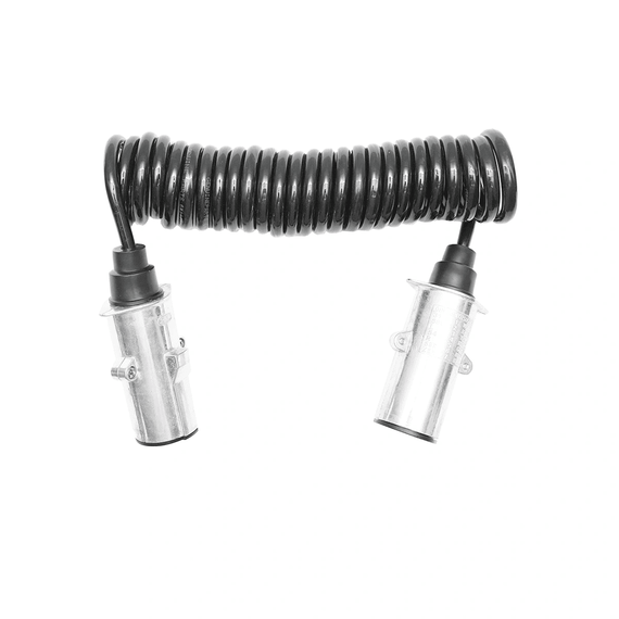 Cablu spiral 2.6m cu 2 stechere tata din metal, 7 pini pentru priza auto remorca Breckner Germany BK92797 - - Roveli