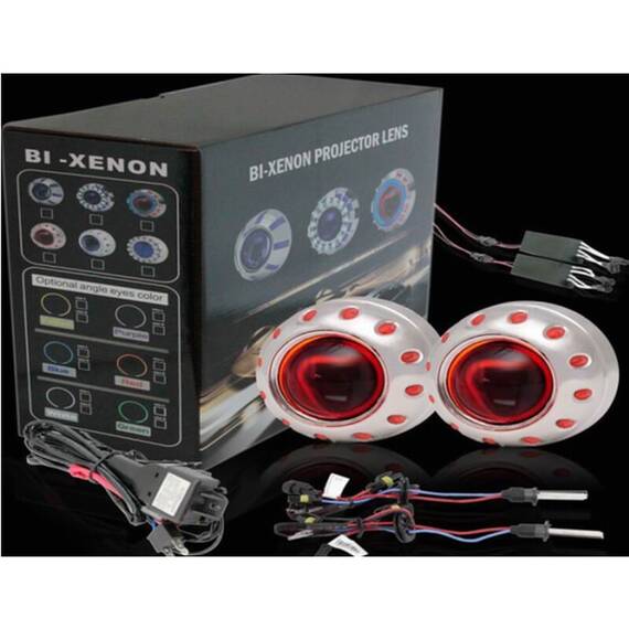 Lupe Bi-xenon Devil Eyes RED 2.5 inch 001R - - Roveli
