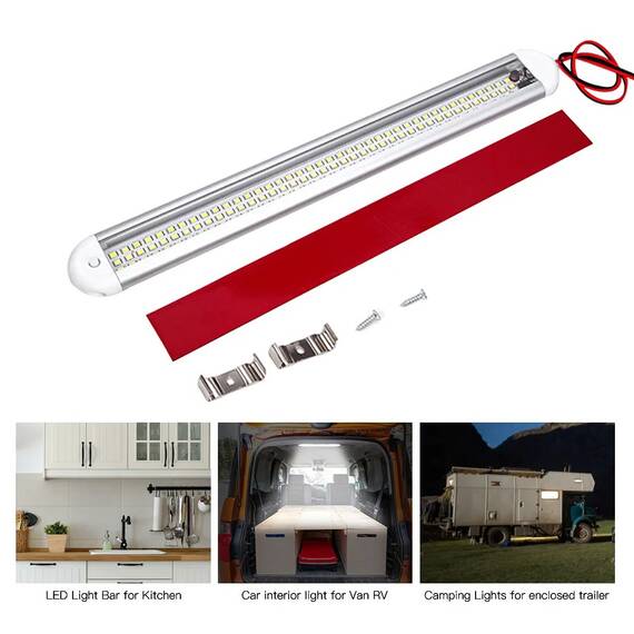 Lampa interior LED cu buton 120SMD 12W 980lm  12-24V Lumina: alba Cod:W15266 - - Roveli